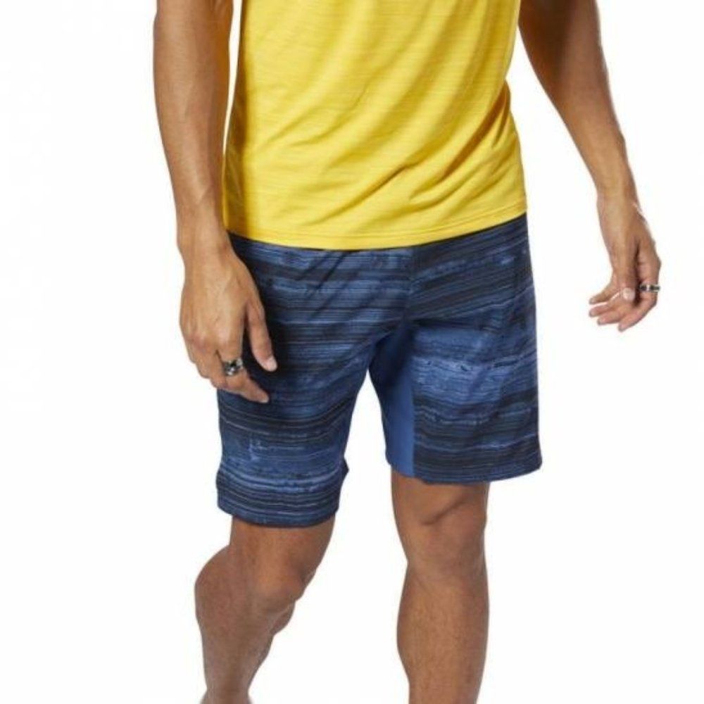 Mens Reebock Shorts Athletic Workout Size Large Blue 3277 Lightweight Drawstring